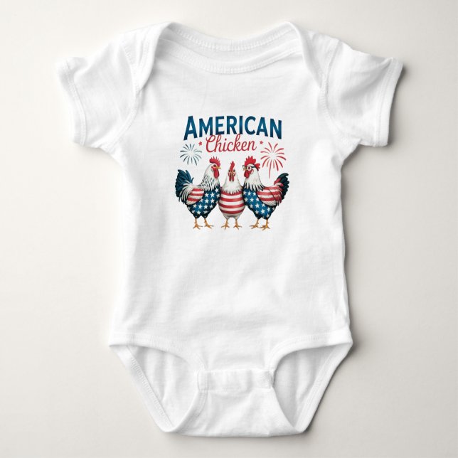 4th of July Patriotic American Chicken-62987 T-Shi Baby Bodysuit (Front)