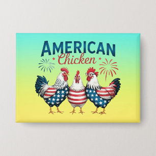 4th of July Patriotic American Chicken-62987 T-Shi Button