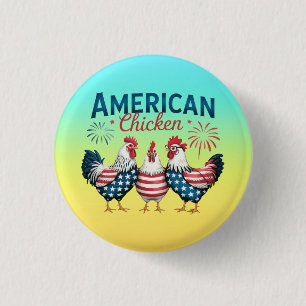 4th of July Patriotic American Chicken-62987 T-Shi Button