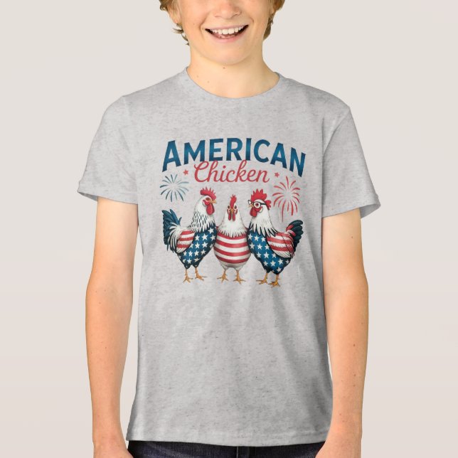 4th of July Patriotic American Chicken-62987 T-Shi Tri-Blend Shirt (Front)