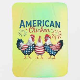 4th of July Patriotic American Chicken Design Baby Blanket