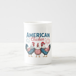 4th of July Patriotic American Chicken Design Bone China Mug