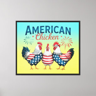 4th of July Patriotic American Chicken Design Canvas Print