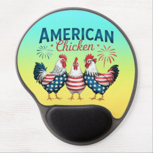 4th of July Patriotic American Chicken Design Gel Mouse Pad