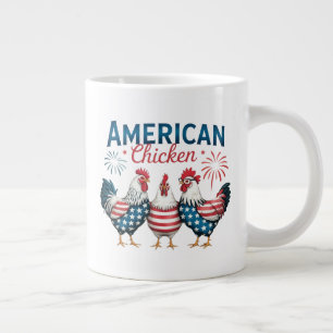 4th of July Patriotic American Chicken Design Giant Coffee Mug