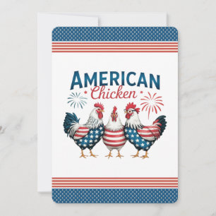 4th of July Patriotic American Chicken Design Invitation