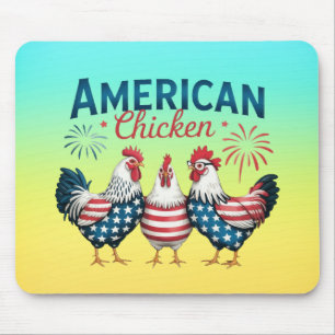 4th of July Patriotic American Chicken Design Mouse Pad