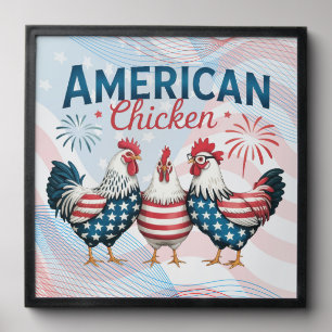 4th of July Patriotic American Chicken Design Peel And Stick Photo Tile