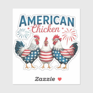 4th of July Patriotic American Chicken Design Sticker