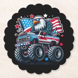 4th of July Patriotic American Flag Eagle USA Red Paper Coaster