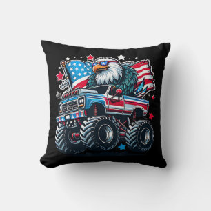 4th of July Patriotic American Flag Eagle USA Red Throw Pillow