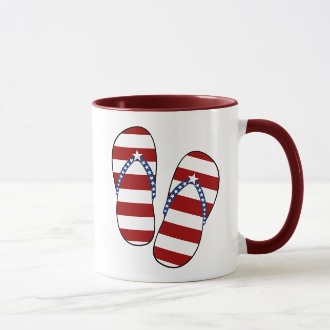 4th of July Patriotic American Flag Flip Flops Mug (Right)