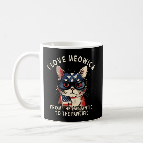 4Th Of July Patriotic American Flag I Love Meowica Coffee Mug
