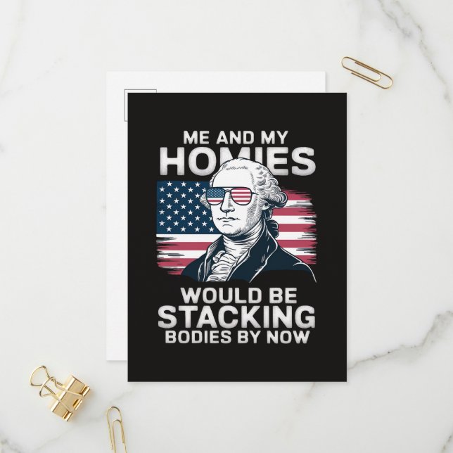 4th of July Patriotic American Invitation Postcard (Front/Back In Situ)