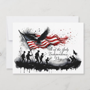 4th of July Patriotic Art with Flag & Soldiers