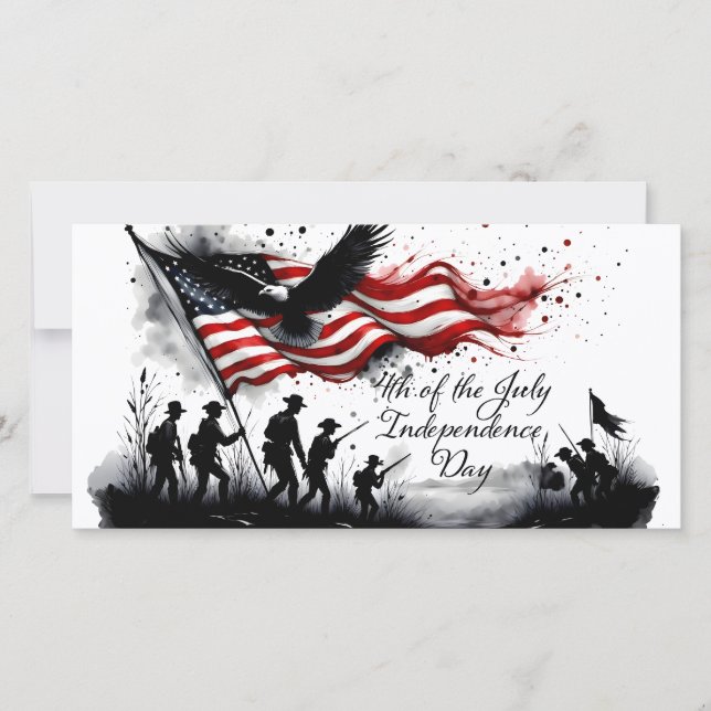 4th of July Patriotic Art with Flag & Soldiers (Front)