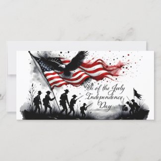 4th of July Patriotic Art with Flag & Soldiers