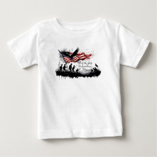4th of July Patriotic Art with Flag & Soldiers Baby T-Shirt