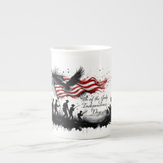 4th of July Patriotic Art with Flag & Soldiers Bone China Mug