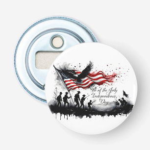 4th of July Patriotic Art with Flag & Soldiers Bottle Opener