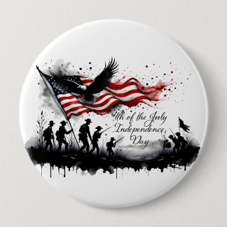 4th of July Patriotic Art with Flag & Soldiers Button