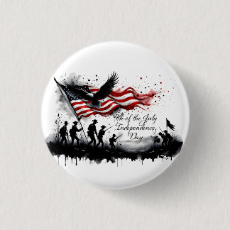 4th of July Patriotic Art with Flag & Soldiers Button
