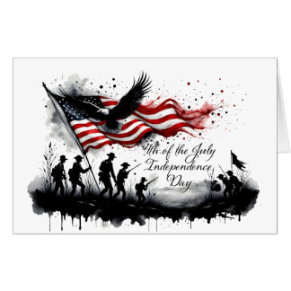4th of July Patriotic Art with Flag & Soldiers Card