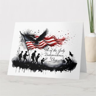4th of July Patriotic Art with Flag & Soldiers Card