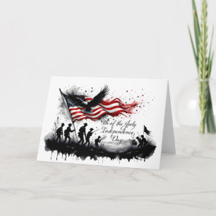 4th of July Patriotic Art with Flag & Soldiers Card