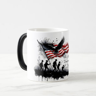 4th of July Patriotic Art with Flag & Soldiers Color Morph Mug