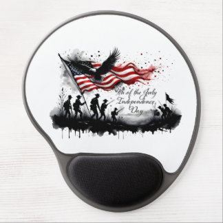 4th of July Patriotic Art with Flag & Soldiers Gel Mouse Pad