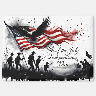 4th of July Patriotic Art with Flag & Soldiers Magnet