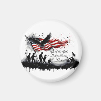 4th of July Patriotic Art with Flag & Soldiers Magnet