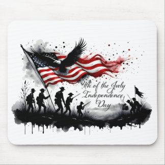 4th of July Patriotic Art with Flag & Soldiers Mouse Pad