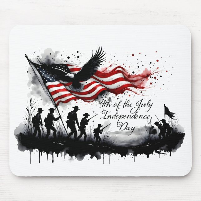 4th of July Patriotic Art with Flag & Soldiers Mouse Pad (Front)