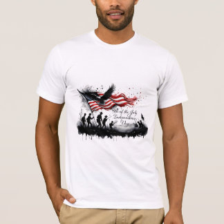 4th of July Patriotic Art with Flag & Soldiers T-Shirt