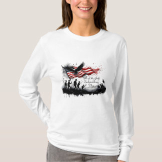 4th of July Patriotic Art with Flag & Soldiers T-Shirt