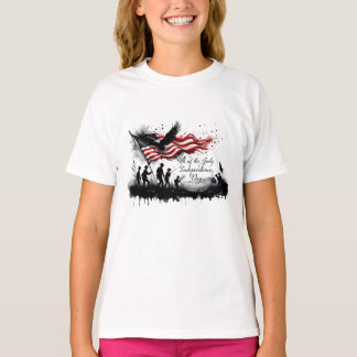 4th of July Patriotic Art with Flag & Soldiers T-Shirt