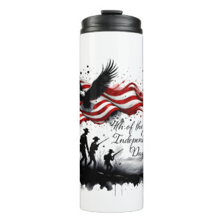 4th of July Patriotic Art with Flag & Soldiers Thermal Tumbler
