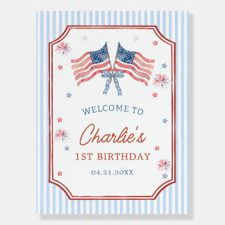 4th of July Patriotic Birthday Party Welcome Foam Board