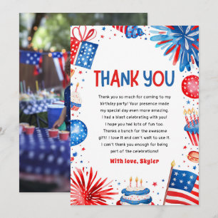 4th Of July Patriotic Birthday Thank You Card