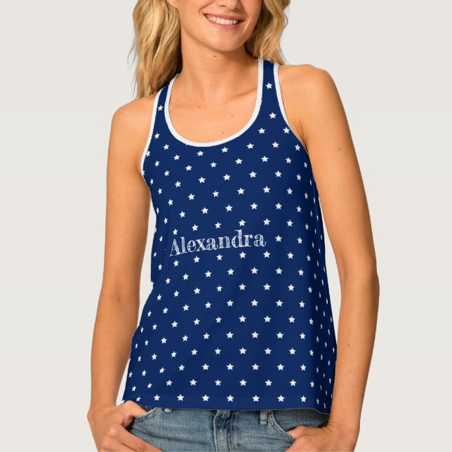  4th of July, Patriotic Blue and White Tank Top (Front)