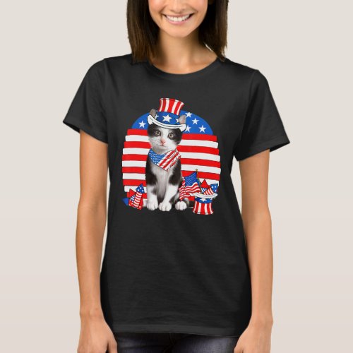 4th Of July Patriotic Cat American Flag Meowica T_Shirt