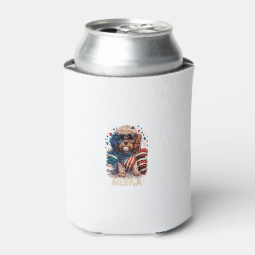 4th of July Patriotic Cavapoo Dog Merica Can Cooler