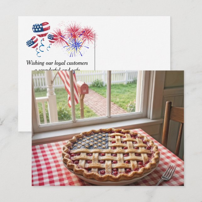 4th of July Patriotic Cherry Pie Postcard (Front/Back)