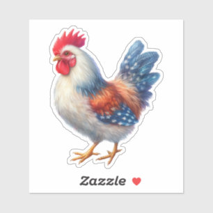 4th of July Patriotic Chicken with USA Flag Sticker
