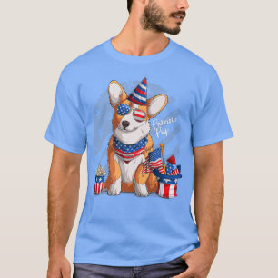 4th of July, Patriotic Corgi Dog, America T-Shirt