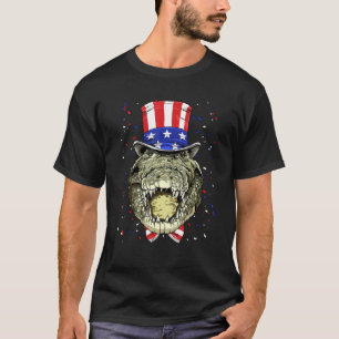 4th of July Patriotic Crocodile Wearing USA Flag H T-Shirt