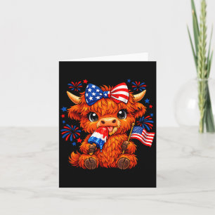 4th Of July Patriotic Cut Highland Cow Popsicle Card