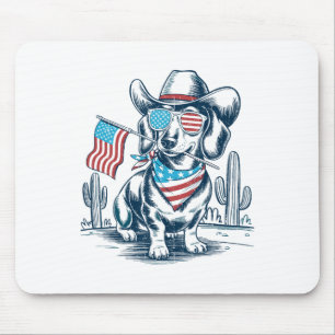 4th Of July Patriotic Dachshund Cowboy Dog Usa Fla Mouse Pad